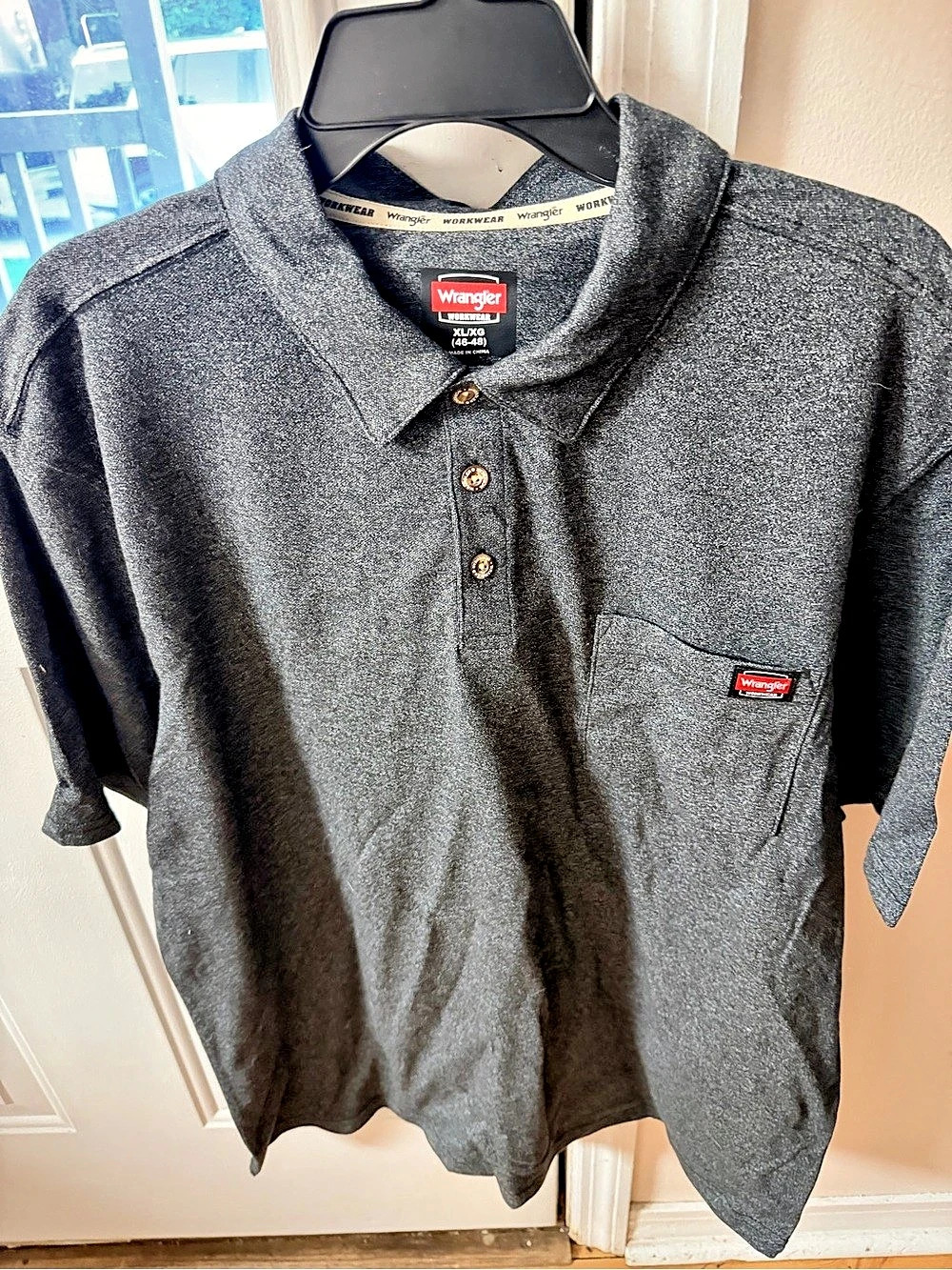 Wrangler Workwear Men's Performance Stretch Polo Short Sleeve Work Shirt Black